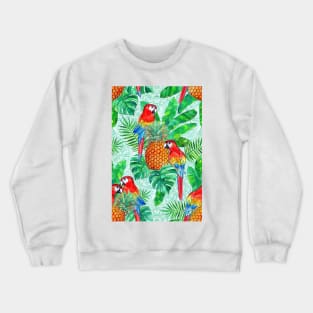 Pineapples and Parrots Tropical Summer Pattern Crewneck Sweatshirt